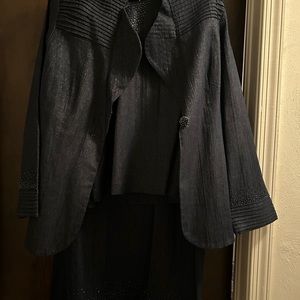 Three piece Odeliah Denim skirt set. Midnight Blue